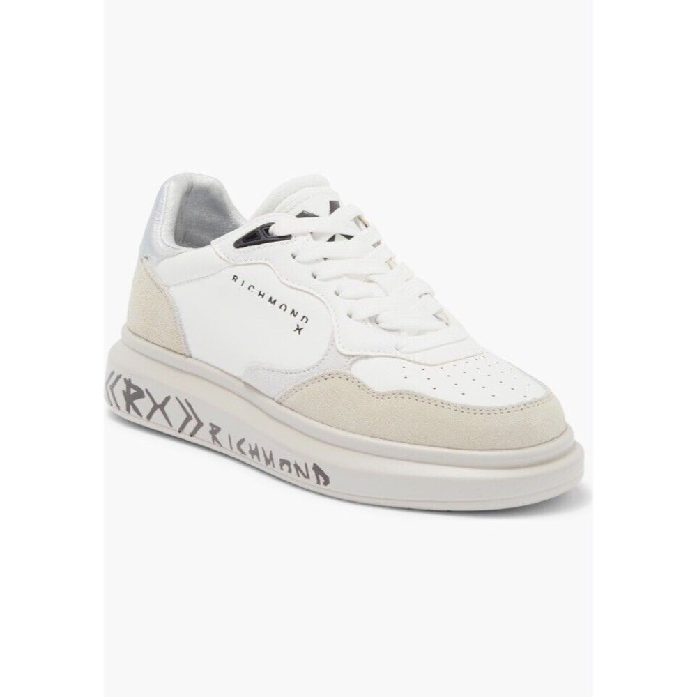 New JOHN RICHMOND Perforated Low Top Sneaker Women 8 M White